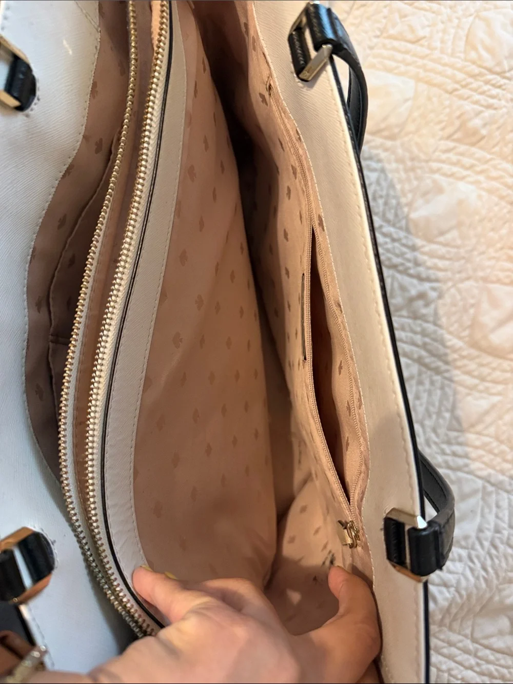 kate spade Two-Tone Cream and Black Structured Tote